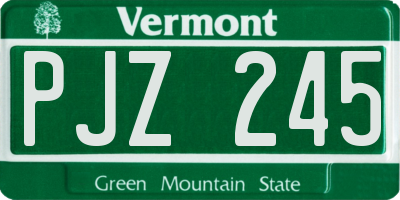 VT license plate PJZ245