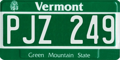 VT license plate PJZ249