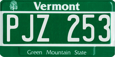 VT license plate PJZ253