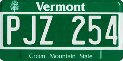 VT license plate PJZ254