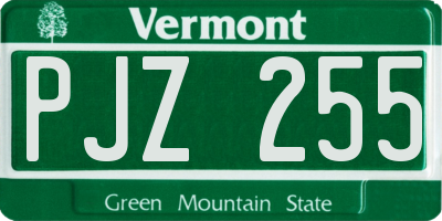 VT license plate PJZ255
