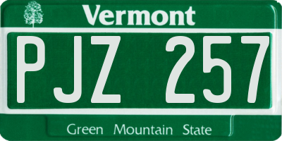 VT license plate PJZ257