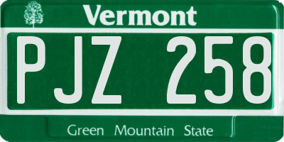 VT license plate PJZ258