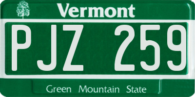 VT license plate PJZ259