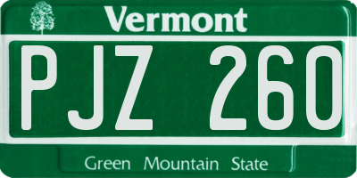 VT license plate PJZ260