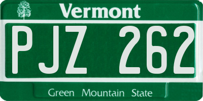 VT license plate PJZ262