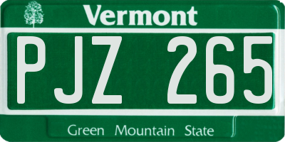 VT license plate PJZ265