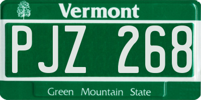 VT license plate PJZ268
