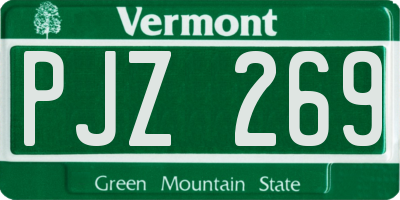 VT license plate PJZ269