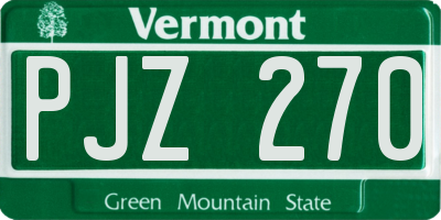VT license plate PJZ270