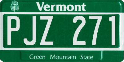 VT license plate PJZ271