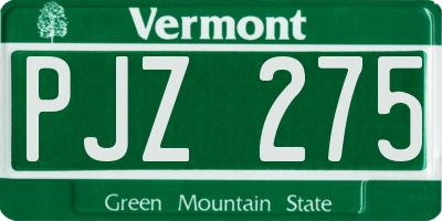 VT license plate PJZ275