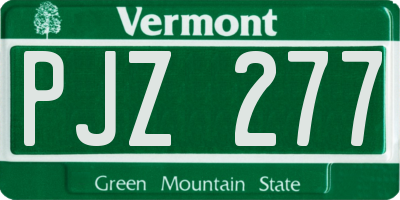 VT license plate PJZ277