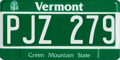 VT license plate PJZ279