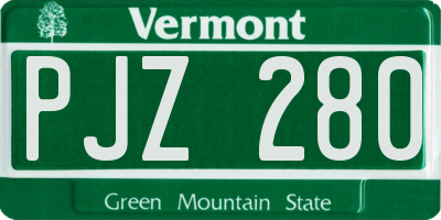 VT license plate PJZ280