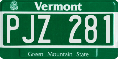 VT license plate PJZ281