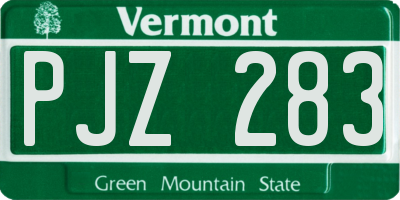 VT license plate PJZ283
