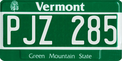 VT license plate PJZ285