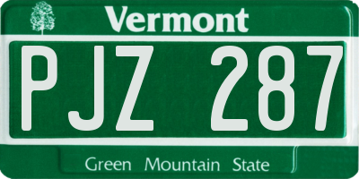 VT license plate PJZ287