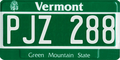 VT license plate PJZ288