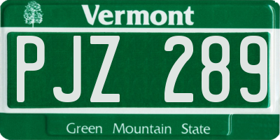VT license plate PJZ289