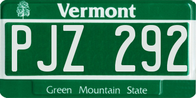 VT license plate PJZ292