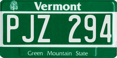 VT license plate PJZ294