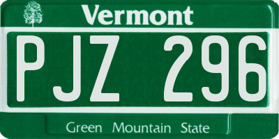 VT license plate PJZ296
