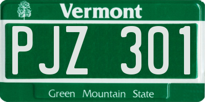VT license plate PJZ301