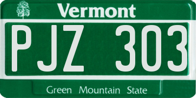 VT license plate PJZ303