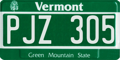 VT license plate PJZ305
