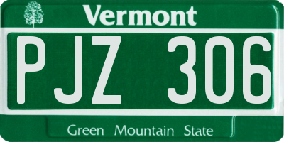 VT license plate PJZ306