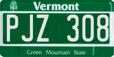 VT license plate PJZ308