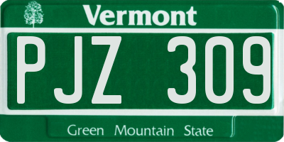 VT license plate PJZ309