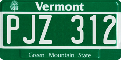 VT license plate PJZ312