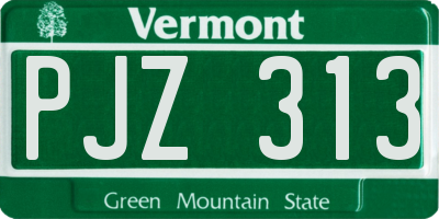 VT license plate PJZ313