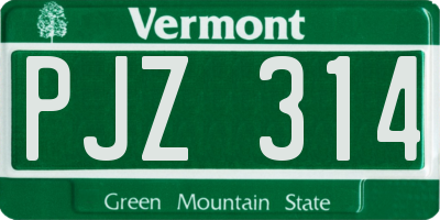 VT license plate PJZ314