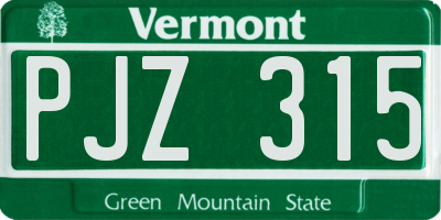 VT license plate PJZ315