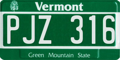 VT license plate PJZ316