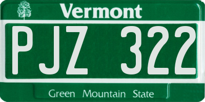 VT license plate PJZ322