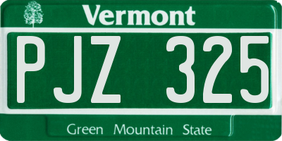VT license plate PJZ325