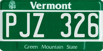 VT license plate PJZ326