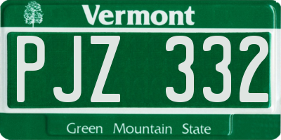 VT license plate PJZ332