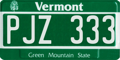 VT license plate PJZ333