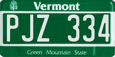 VT license plate PJZ334