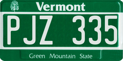 VT license plate PJZ335