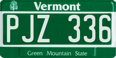 VT license plate PJZ336