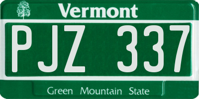 VT license plate PJZ337