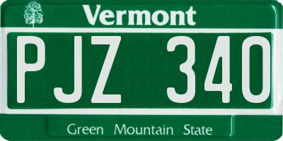 VT license plate PJZ340