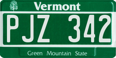 VT license plate PJZ342